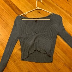 blue cropped long-sleeve